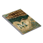 Carnet Monogramme Agate Pailleté Safari Vert et Or (Côté Droit)