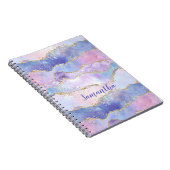 Carnet Monogramme Agate Parties scintillant tendance bleu (Côté Droit)