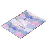 Carnet Monogramme Agate Parties scintillant tendance bleu (Côté gauche)