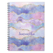 Carnet Monogramme Agate Parties scintillant tendance bleu (Devant)