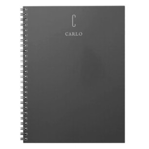 Carnet Monogramme Ajouter Nom Simple Minimaliste Gris