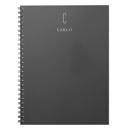 Carnet Monogramme Ajouter un nom Gris minimaliste clair (Devant)