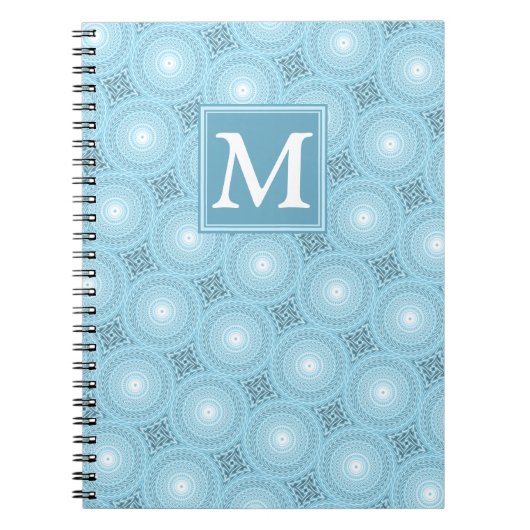 Carnet Monogramme ange bleu cercles motif (Devant)