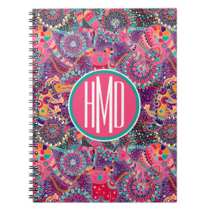 Carnet Monogramme animal du motif de style ethnique