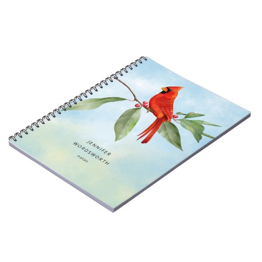 Carnet Monogramme Aquarelle Bleu Vert Rouge Cardinal Oise (Côté gauche)