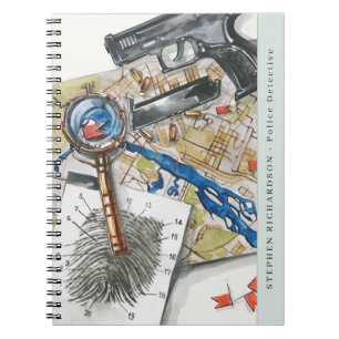 Carnet Monogramme aquarelle détective de police