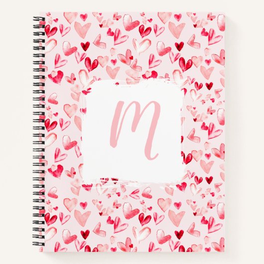 Carnet Monogramme aquarelle fantaisiste de Saint-Valentin (Devant)