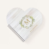 Carnet Monogramme aquarelle florale en bois rustique (Devant)