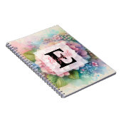 Carnet Monogramme aquarelle florale hydrangea rose  (Côté Droit)