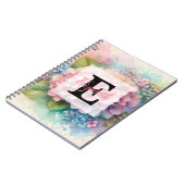 Carnet Monogramme aquarelle florale hydrangea rose  (Côté gauche)