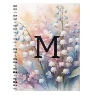Carnet Monogramme aquarelle florale muguet