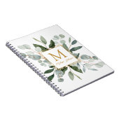 Carnet Monogramme Aquarelle Vert Tropical Eucalyptus (Côté Droit)