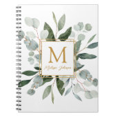 Carnet Monogramme Aquarelle Vert Tropical Eucalyptus (Devant)