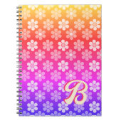 Carnet Monogramme Arc-en-Ciel Fleur de Daisy Rétro (Devant)