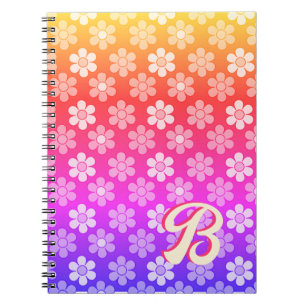 Carnet Monogramme Arc-en-Ciel Fleur de Daisy Rétro