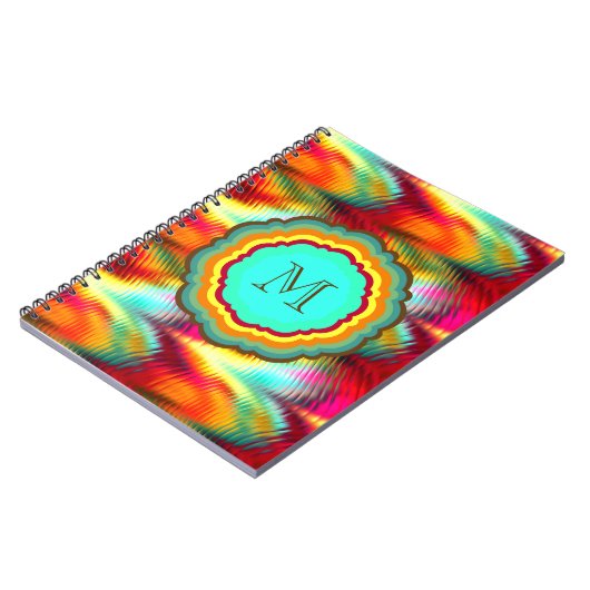 Carnet Monogramme arc-en-ciel funky et vibrant (Côté gauche)