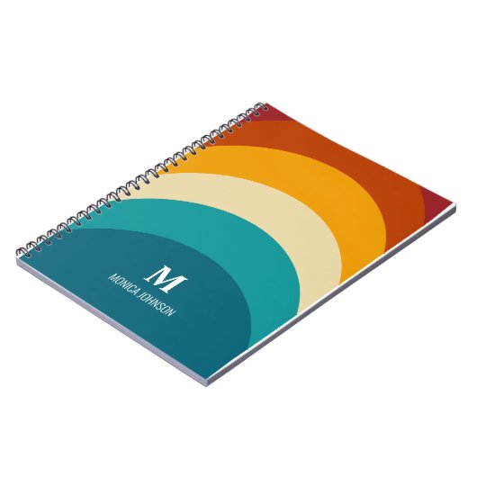 Carnet Monogramme arc-en-ciel Nom personnalisé Retro Suns (Côté gauche)