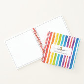 Carnet Monogramme Arc-en-ciel Rayures colorées Nom Aquare (Intérieur)