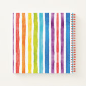Carnet Monogramme Arc-en-ciel Rayures colorées Nom Aquare (Dos)