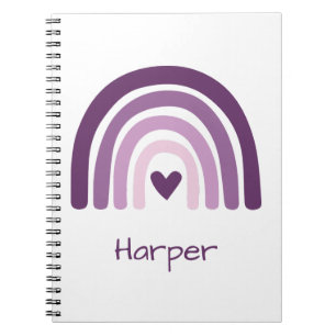 Carnet Monogramme arc-en-ciel violet personnalisé