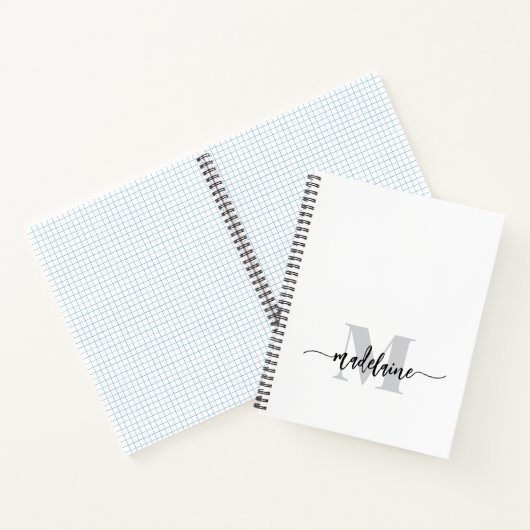 Carnet Monogramme Argent Blanc Noir Personnel (Intérieur)