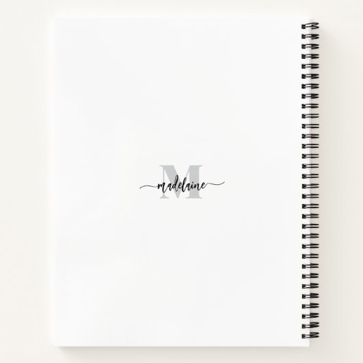 Carnet Monogramme Argent Blanc Noir Personnel (Dos)