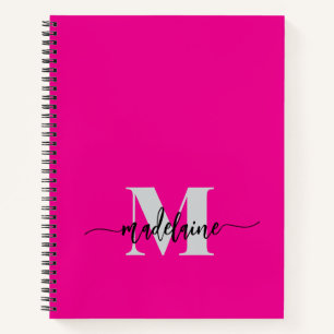 Carnet Monogramme Argent Rose Noir Personnel