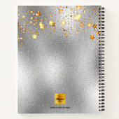 Carnet Monogramme argenté or floral bordeaux (Dos)