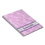 Carnet Monogramme argenté pourpre damassé (Côté Droit)
