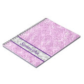 Carnet Monogramme argenté pourpre damassé (Côté gauche)