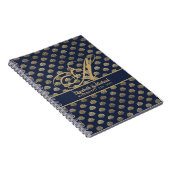Carnet Monogramme ART Déco Marine Blue Gold Shells Newlyw (Côté Droit)