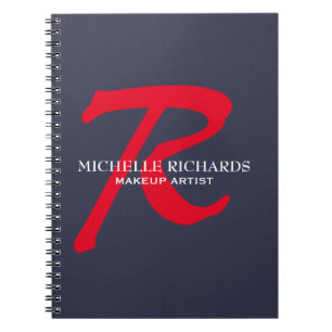 Carnet Monogramme Artiste maquillage bleu et rouge