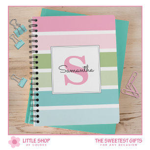 Carnet Monogramme aux rayures pastel