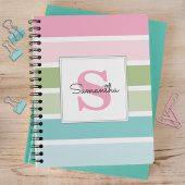 Carnet Monogramme aux rayures pastel