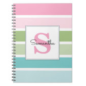 Carnet Monogramme aux rayures pastel (Devant)