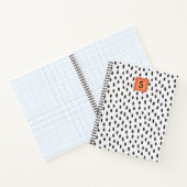 Carnet Monogramme aux traits de pinceau noir et blanc mod (Intérieur)