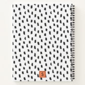 Carnet Monogramme aux traits de pinceau noir et blanc mod (Dos)