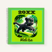 Carnet Monogramme avec cub panthère noir et vert | (Devant)