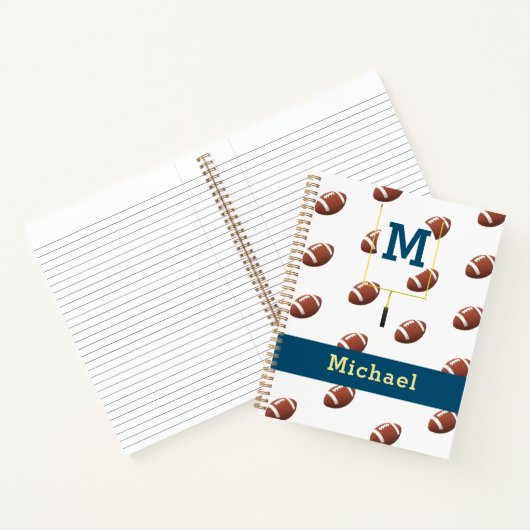 Carnet Monogramme avec nom Football Thème (Intérieur)