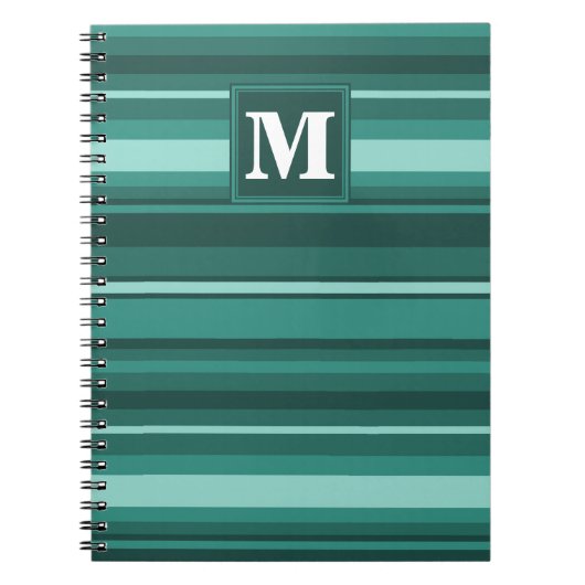 Carnet Monogramme bandes turquoises (Devant)