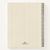 Carnet Monogramme Beige Clair Burlap Gris Typographie (Dos)