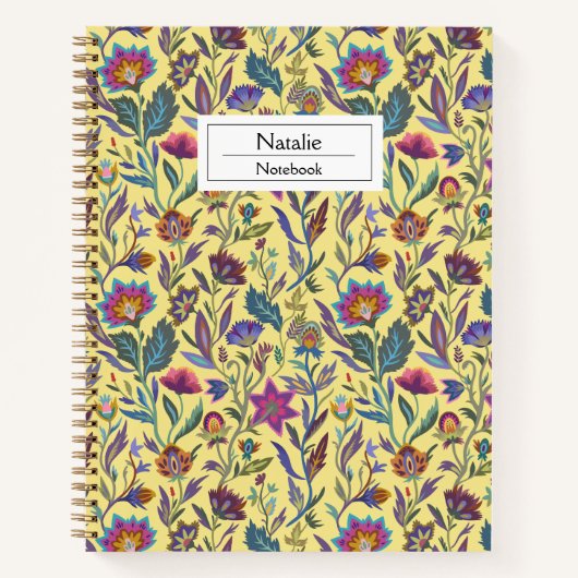 Carnet Monogramme Belle fleur féminine motif Jaune (Devant)