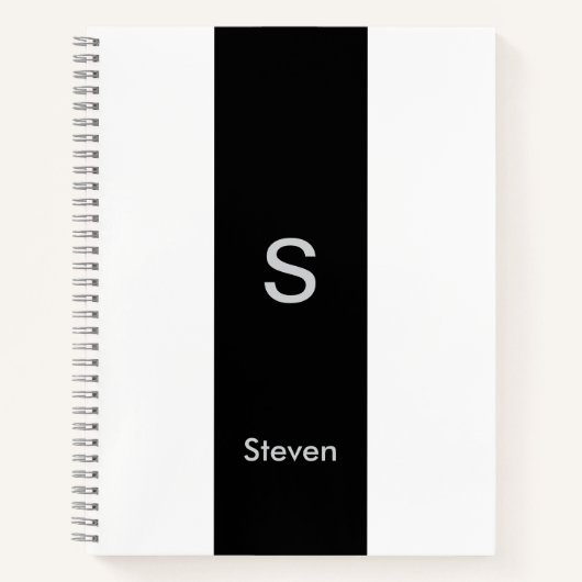 Carnet Monogramme bicolore moderne noir et blanc (Devant)