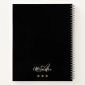 Carnet Monogramme Black Gold Elegant Script Name Recette (Dos)