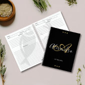 Carnet Monogramme Black Gold Elegant Script Name Recette