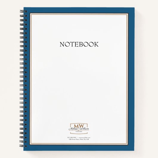 Carnet Monogramme blanc bleu simple (Devant)