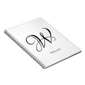 Carnet Monogramme blanc élégant personnalisé initial  (Côté Droit)