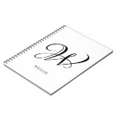Carnet Monogramme blanc élégant personnalisé initial  (Côté gauche)