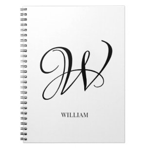 Carnet Monogramme blanc élégant personnalisé initial 