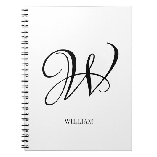 Carnet Monogramme blanc élégant personnalisé initial  (Devant)